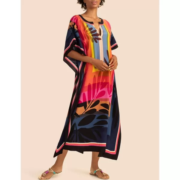 Bsubseach Ethnic Kaftan Dresses for Women Swimsuit Cover Up Resort Wear Printed Dress