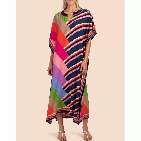Bsubseach Ethnic Kaftan Dresses for Women Swimsuit Cover Up Resort Wear Printed Dress