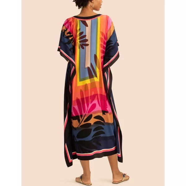 Bsubseach Ethnic Kaftan Dresses for Women Swimsuit Cover Up Resort Wear Printed Dress