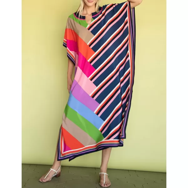 Bsubseach Ethnic Kaftan Dresses for Women Swimsuit Cover Up Resort Wear Printed Dress