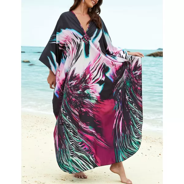 Bsubseach Kaftan Dresses Cover Up for Swimwear Women Plus Size Animal Print Caftan Resort Dress