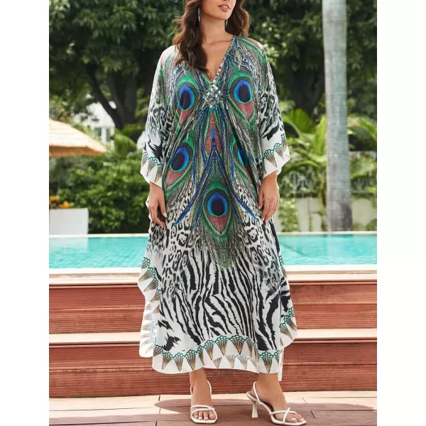 Bsubseach Kaftan Dresses Cover Up for Swimwear Women Plus Size Animal Print Caftan Resort Dress