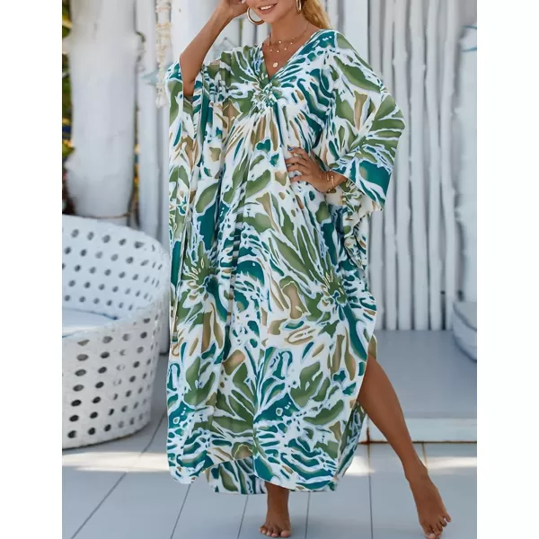 Bsubseach Kaftan Dresses Cover Up for Swimwear Women Plus Size Animal Print Caftan Resort Dress