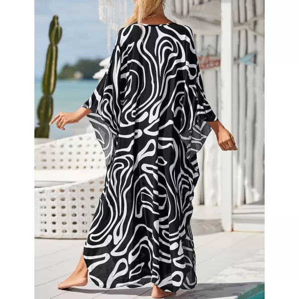 Bsubseach Kaftan Dresses Cover Up for Swimwear Women Plus Size Animal Print Caftan Resort Dress