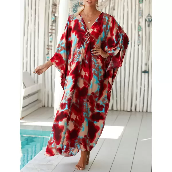 Bsubseach Kaftan Dresses Cover Up for Swimwear Women Plus Size Animal Print Caftan Resort Dress