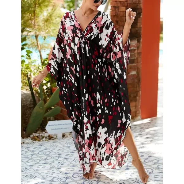 Bsubseach Kaftan Dresses Cover Up for Swimwear Women Plus Size Animal Print Caftan Resort Dress