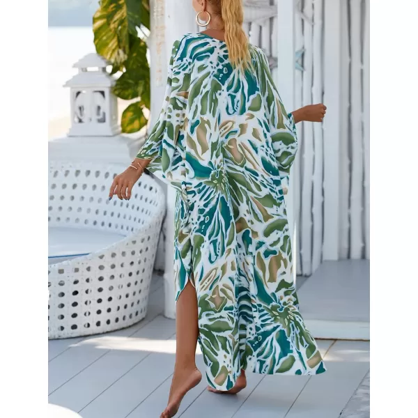 Bsubseach Kaftan Dresses Cover Up for Swimwear Women Plus Size Animal Print Caftan Resort Dress