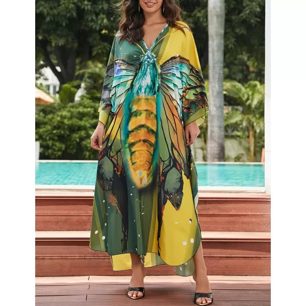 Bsubseach Kaftan Dresses Cover Up for Swimwear Women Plus Size Animal Print Caftan Resort Dress