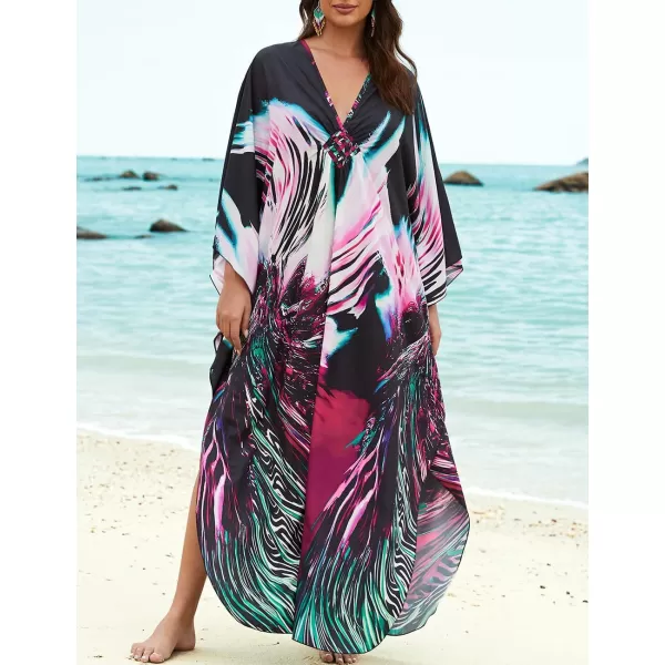 Bsubseach Kaftan Dresses Cover Up for Swimwear Women Plus Size Animal Print Caftan Resort Dress