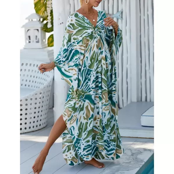 Bsubseach Kaftan Dresses Cover Up for Swimwear Women Plus Size Animal Print Caftan Resort Dress