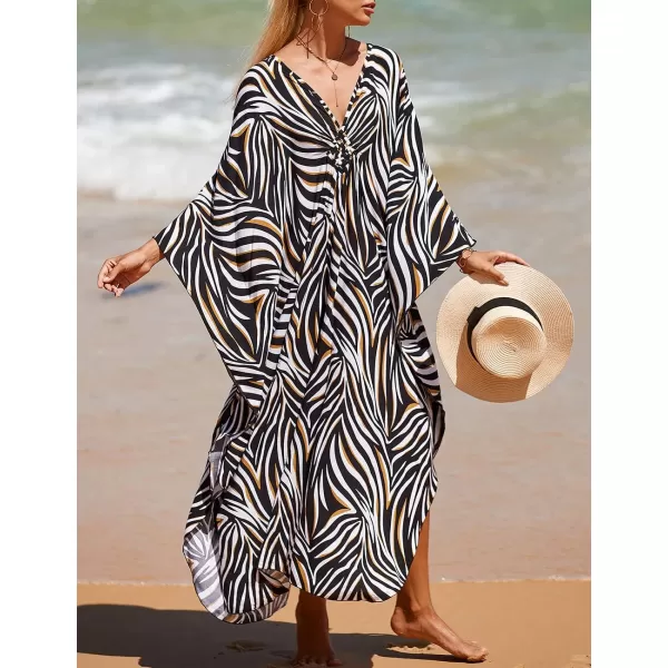 Bsubseach Kaftan Dresses Cover Up for Swimwear Women Plus Size Animal Print Caftan Resort Dress