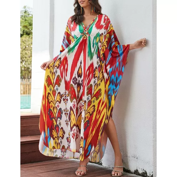 Bsubseach Kaftan Dresses Cover Up for Swimwear Women Plus Size Animal Print Caftan Resort Dress