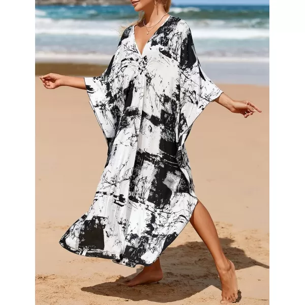 Bsubseach Kaftan Dresses Cover Up for Swimwear Women Plus Size Animal Print Caftan Resort Dress
