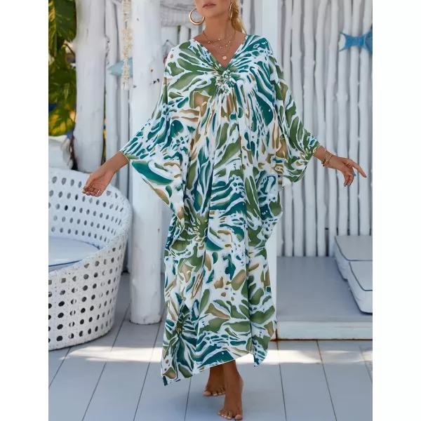 Bsubseach Kaftan Dresses Cover Up for Swimwear Women Plus Size Animal Print Caftan Resort Dress