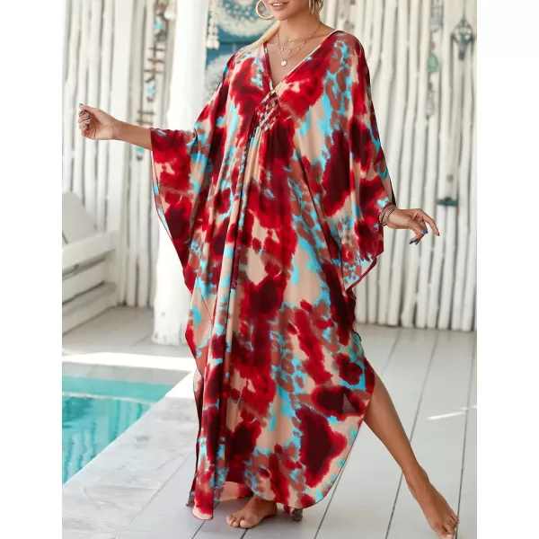Bsubseach Kaftan Dresses Cover Up for Swimwear Women Plus Size Animal Print Caftan Resort Dress