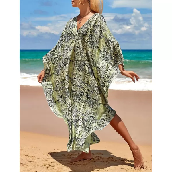 Bsubseach Kaftan Dresses Cover Up for Swimwear Women Plus Size Animal Print Caftan Resort Dress