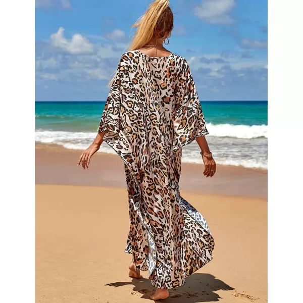 Bsubseach Kaftan Dresses Cover Up for Swimwear Women Plus Size Animal Print Caftan Resort Dress