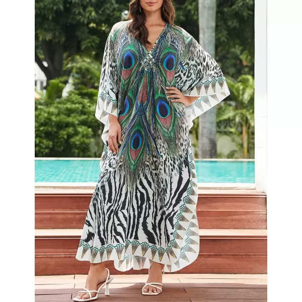 Bsubseach Kaftan Dresses Cover Up for Swimwear Women Plus Size Animal Print Caftan Resort Dress