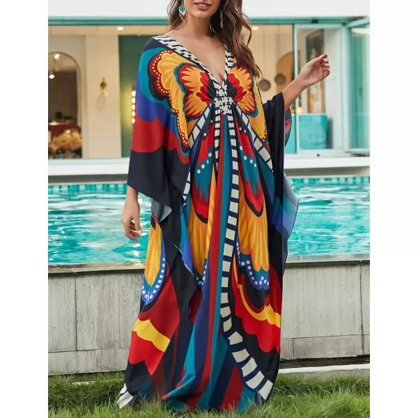 Bsubseach Kaftan Dresses Cover Up for Swimwear Women Plus Size Animal Print Caftan Resort Dress