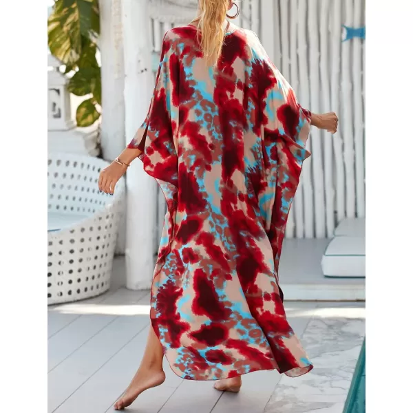 Bsubseach Kaftan Dresses Cover Up for Swimwear Women Plus Size Animal Print Caftan Resort Dress
