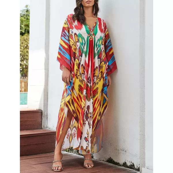 Bsubseach Kaftan Dresses Cover Up for Swimwear Women Plus Size Animal Print Caftan Resort Dress