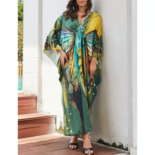 Bsubseach Kaftan Dresses Cover Up for Swimwear Women Plus Size Animal Print Caftan Resort Dress