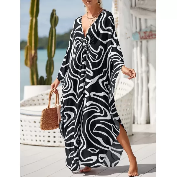 Bsubseach Kaftan Dresses Cover Up for Swimwear Women Plus Size Animal Print Caftan Resort Dress