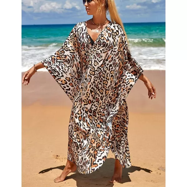 Bsubseach Kaftan Dresses Cover Up for Swimwear Women Plus Size Animal Print Caftan Resort Dress