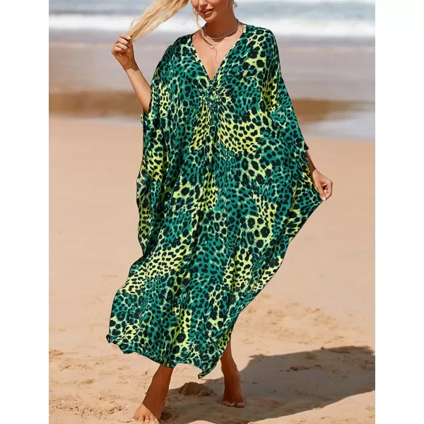 Bsubseach Kaftan Dresses Cover Up for Swimwear Women Plus Size Animal Print Caftan Resort Dress