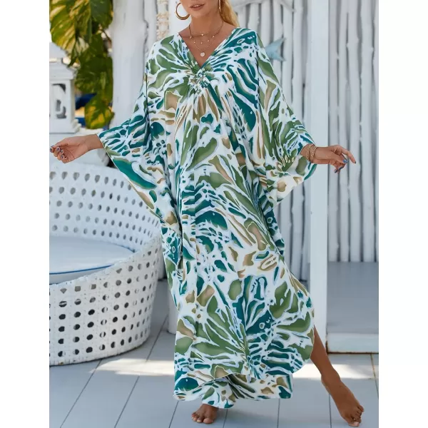 Bsubseach Kaftan Dresses Cover Up for Swimwear Women Plus Size Animal Print Caftan Resort Dress