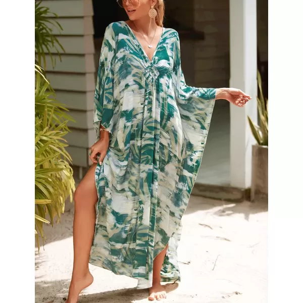 Bsubseach Kaftan Dresses Cover Up for Swimwear Women Plus Size Animal Print Caftan Resort Dress
