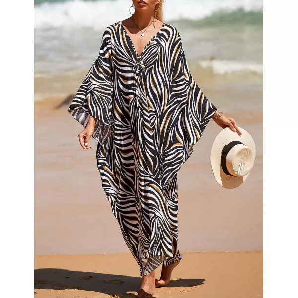 Bsubseach Kaftan Dresses Cover Up for Swimwear Women Plus Size Animal Print Caftan Resort Dress