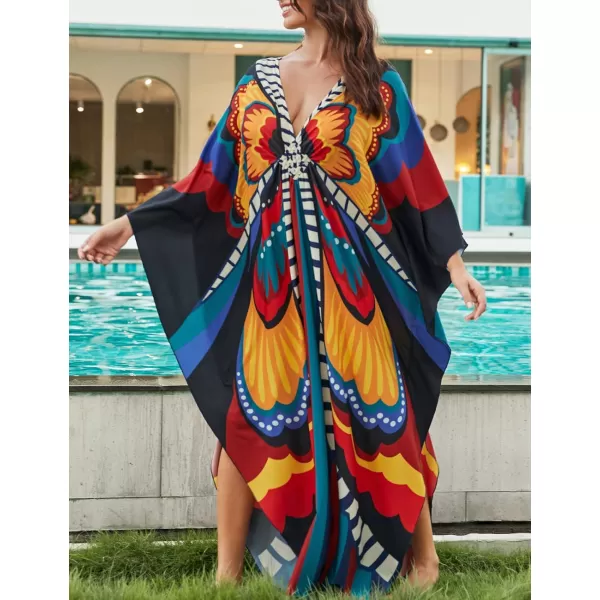 Bsubseach Kaftan Dresses Cover Up for Swimwear Women Plus Size Animal Print Caftan Resort Dress