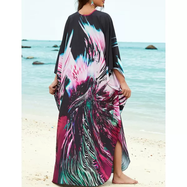 Bsubseach Kaftan Dresses Cover Up for Swimwear Women Plus Size Animal Print Caftan Resort Dress