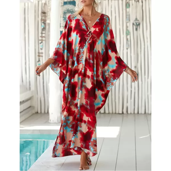 Bsubseach Kaftan Dresses Cover Up for Swimwear Women Plus Size Animal Print Caftan Resort Dress