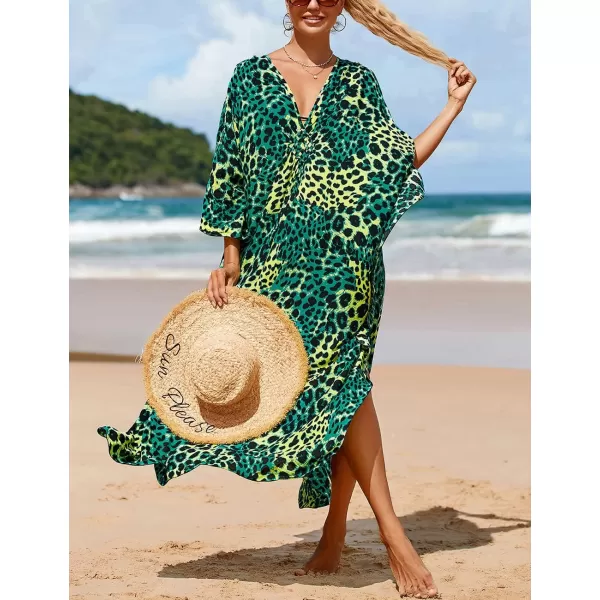 Bsubseach Kaftan Dresses Cover Up for Swimwear Women Plus Size Animal Print Caftan Resort Dress
