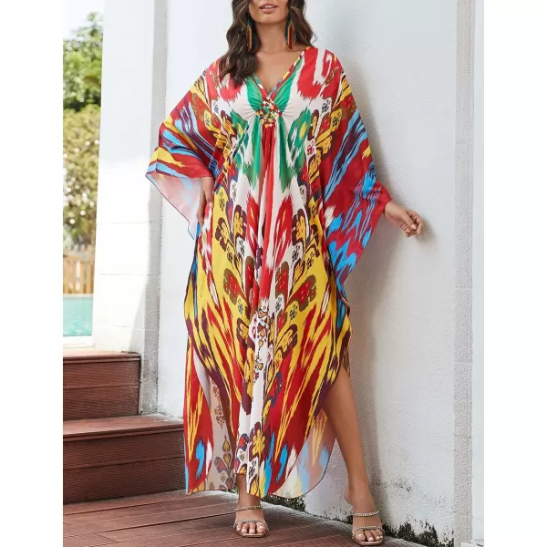 Bsubseach Kaftan Dresses Cover Up for Swimwear Women Plus Size Animal Print Caftan Resort Dress