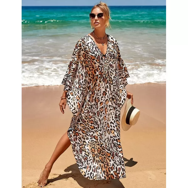 Bsubseach Kaftan Dresses Cover Up for Swimwear Women Plus Size Animal Print Caftan Resort Dress