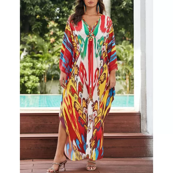 Bsubseach Kaftan Dresses Cover Up for Swimwear Women Plus Size Animal Print Caftan Resort Dress