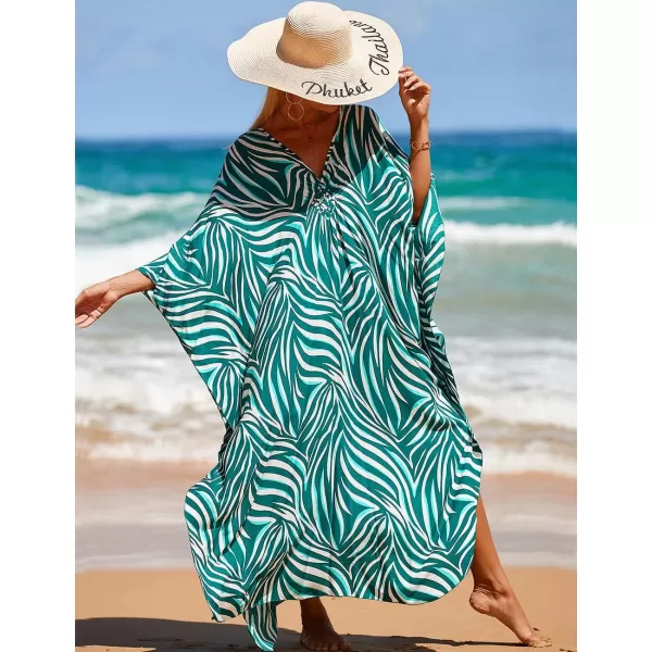Bsubseach Kaftan Dresses Cover Up for Swimwear Women Plus Size Animal Print Caftan Resort Dress