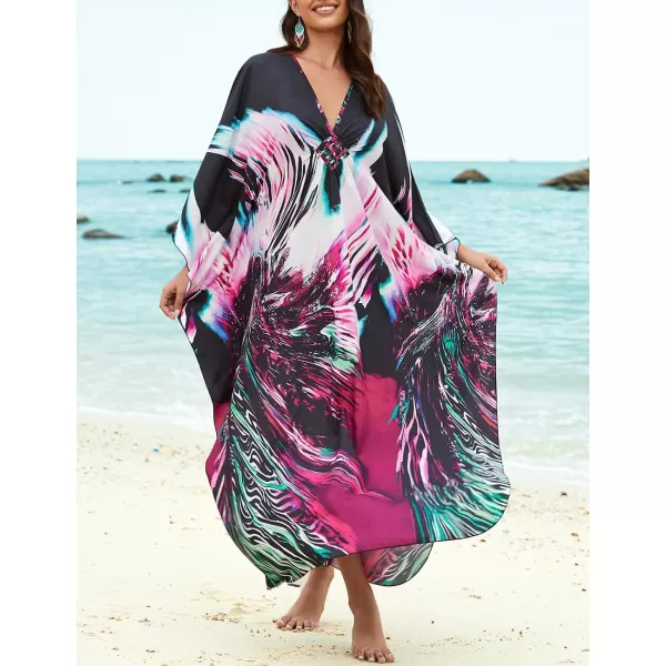 Bsubseach Kaftan Dresses Cover Up for Swimwear Women Plus Size Animal Print Caftan Resort Dress