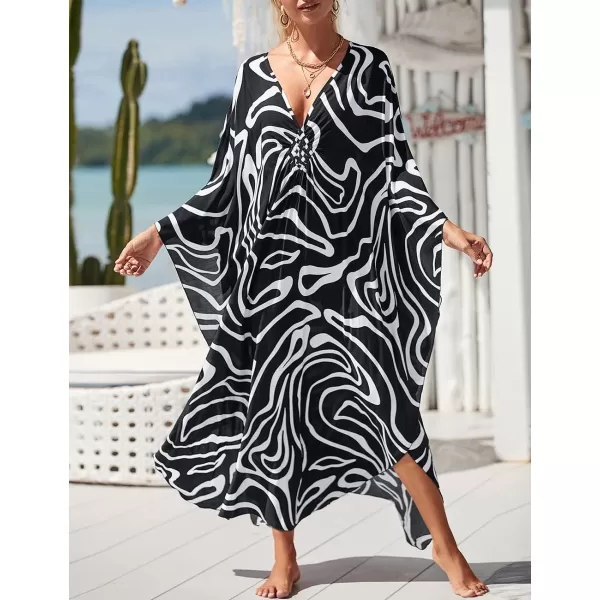 Bsubseach Kaftan Dresses Cover Up for Swimwear Women Plus Size Animal Print Caftan Resort Dress