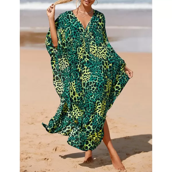 Bsubseach Kaftan Dresses Cover Up for Swimwear Women Plus Size Animal Print Caftan Resort Dress