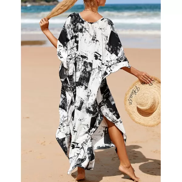 Bsubseach Kaftan Dresses Cover Up for Swimwear Women Plus Size Animal Print Caftan Resort Dress