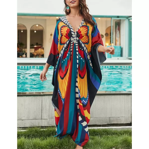 Bsubseach Kaftan Dresses Cover Up for Swimwear Women Plus Size Animal Print Caftan Resort Dress