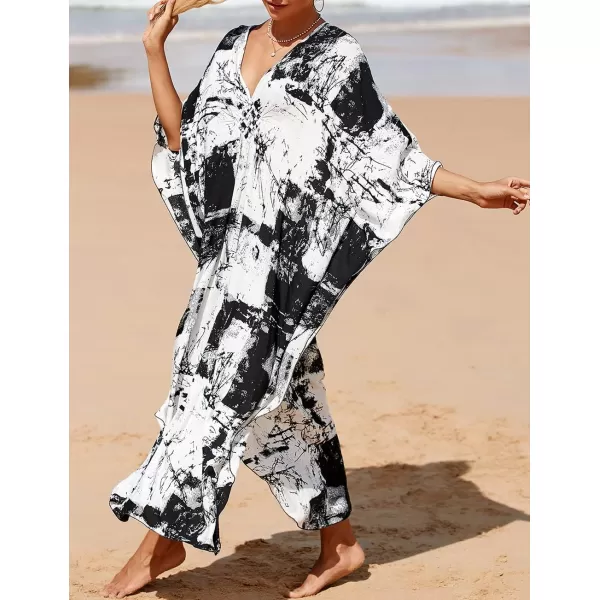 Bsubseach Kaftan Dresses Cover Up for Swimwear Women Plus Size Animal Print Caftan Resort Dress