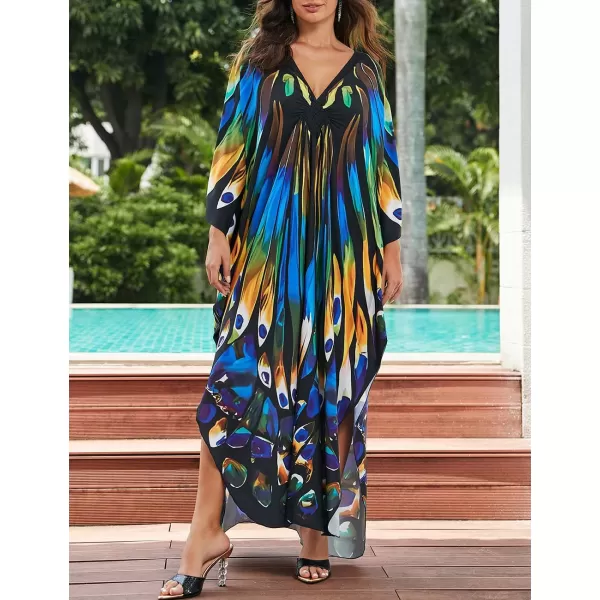 Bsubseach Kaftan Dresses Cover Up for Swimwear Women Plus Size Animal Print Caftan Resort Dress