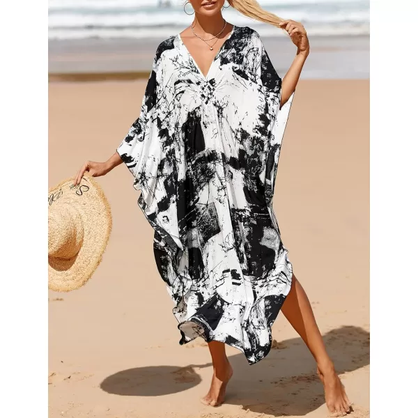 Bsubseach Kaftan Dresses Cover Up for Swimwear Women Plus Size Animal Print Caftan Resort Dress