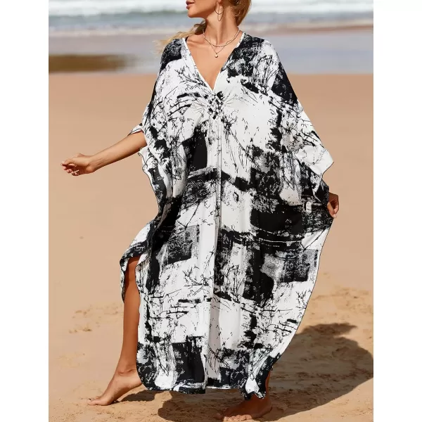 Bsubseach Kaftan Dresses Cover Up for Swimwear Women Plus Size Animal Print Caftan Resort Dress