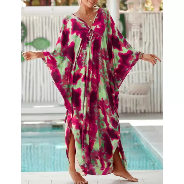 Bsubseach Kaftan Dresses Cover Up for Swimwear Women Plus Size Animal Print Caftan Resort Dress